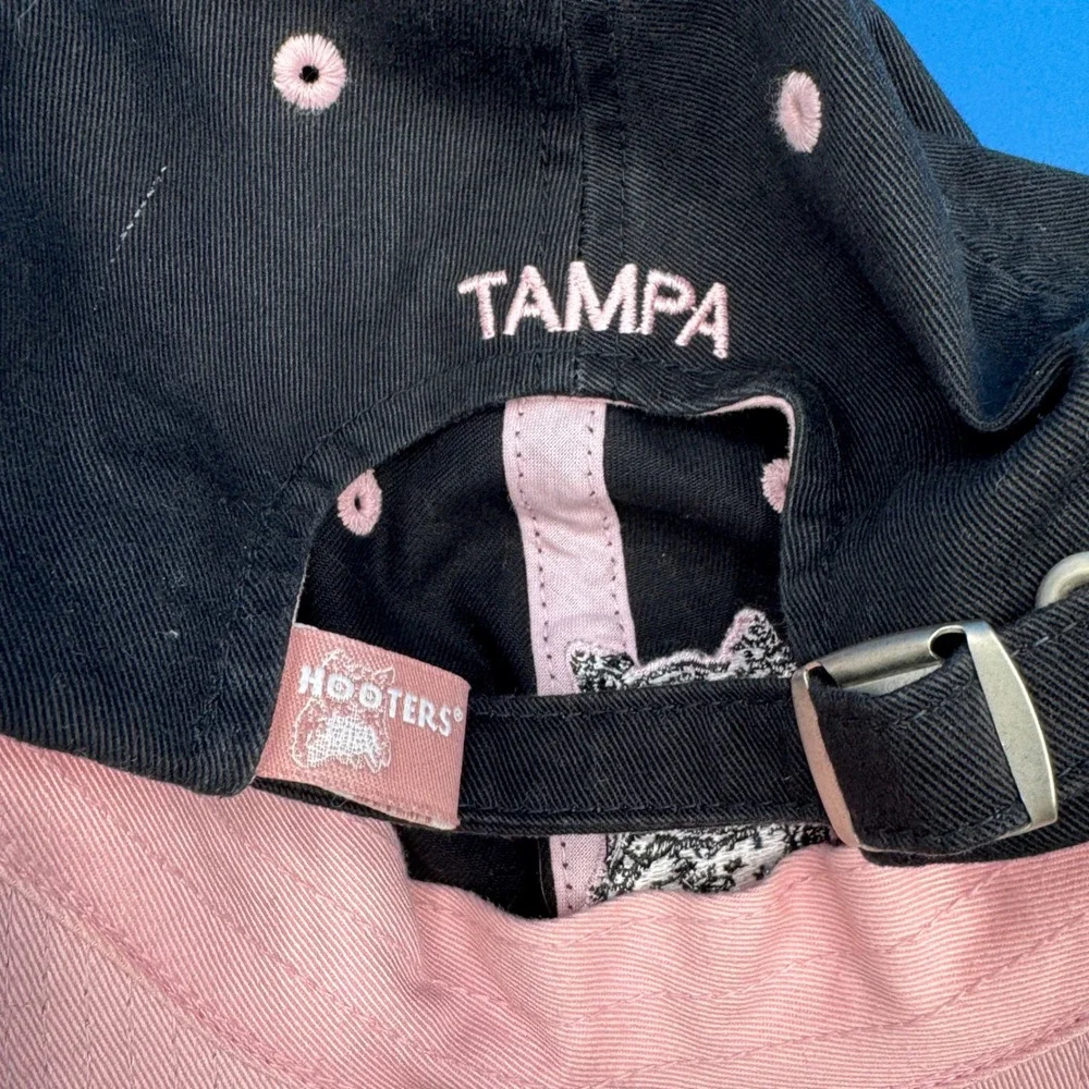 Hooters Tampa Baseball Cap Black Pink Embroidered Owl Logo Adjustable Cotton‎